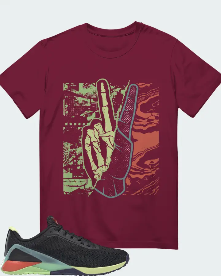 Reebok Nano X1 Sneaker Matching Maroon Gildan T-Shirt - Peace of mind