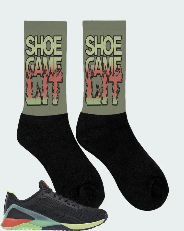 Reebok Nano X1 Sneaker Matching Olive Socks (Shoe Game Lit Refreshed) - View 2