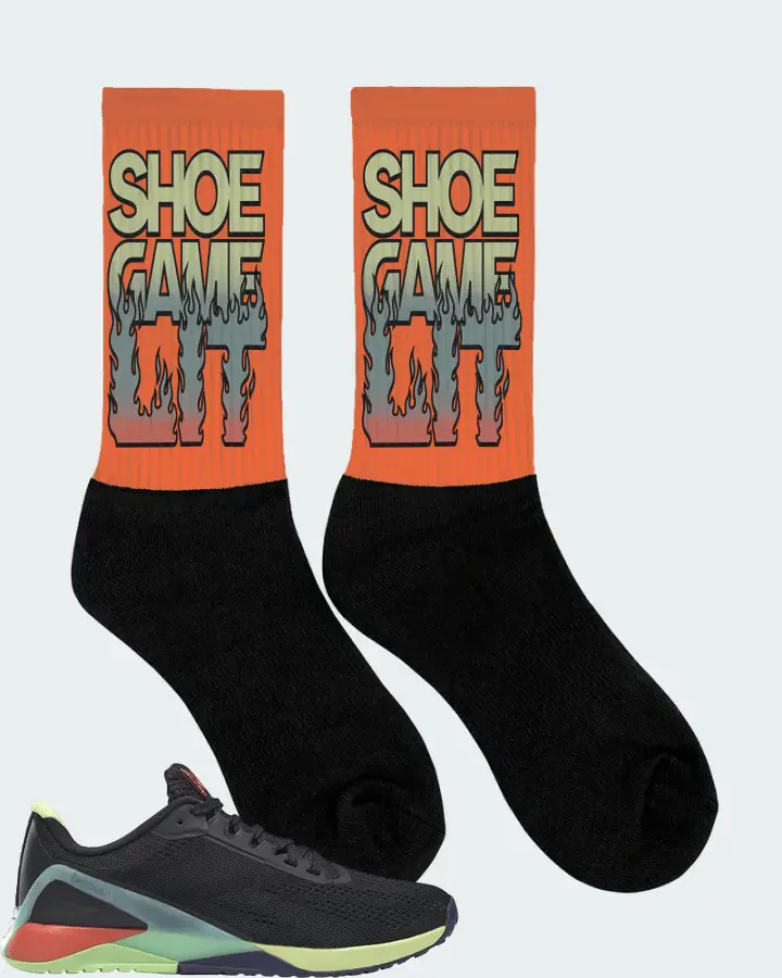 Reebok Nano X1 Sneaker Matching Orange Socks (Shoe Game Lit Refreshed) - View 2