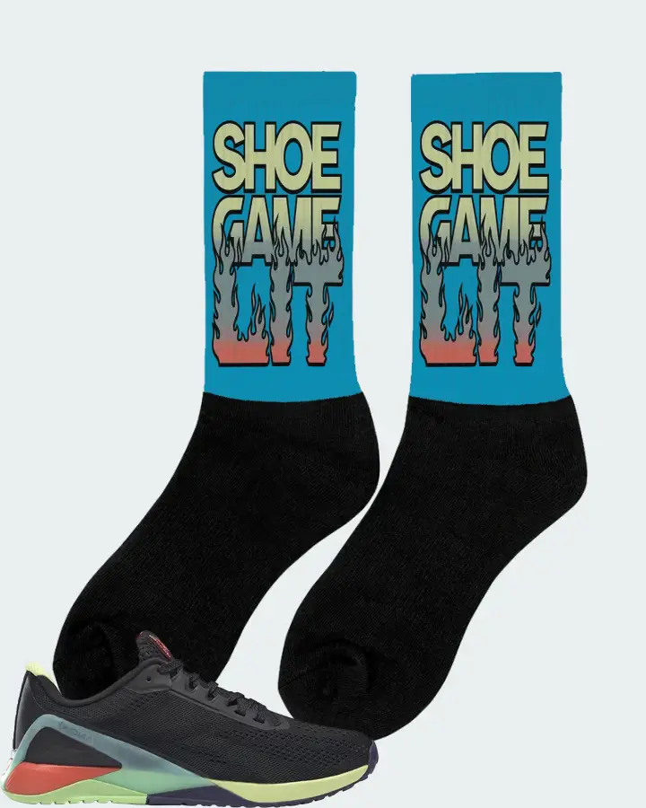 Reebok Nano X1 Sneaker Matching Aqua Socks (Shoe Game Lit Refreshed) - View 3