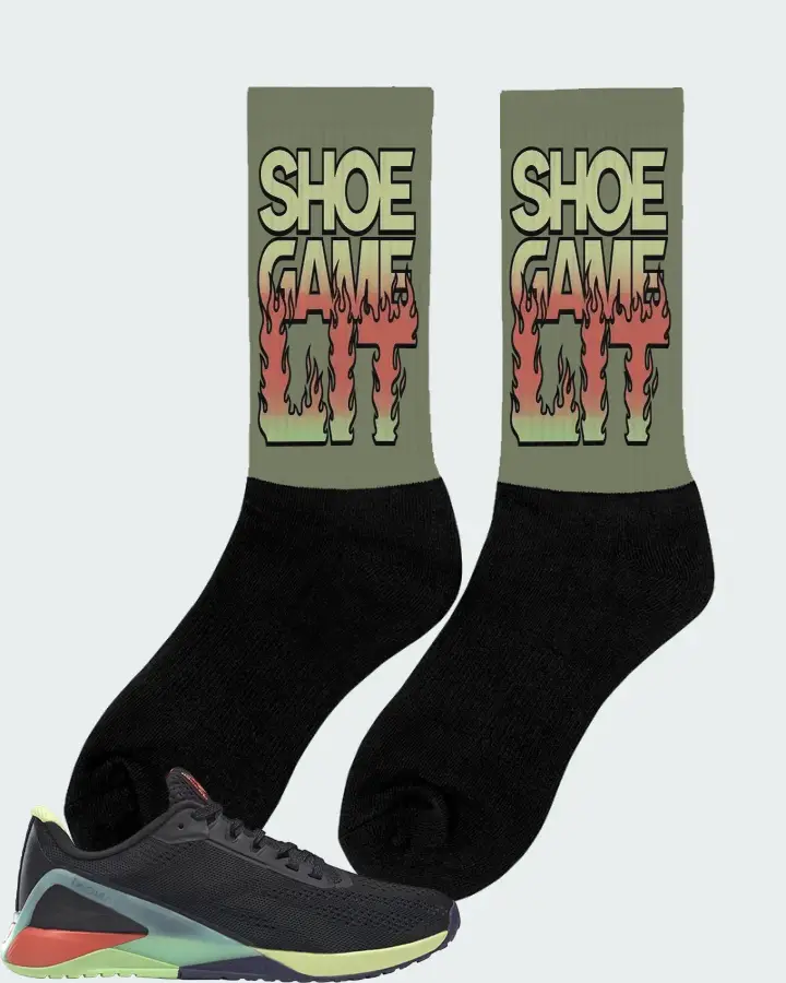 Reebok Nano X1 Sneaker Matching Olive Socks (Shoe Game Lit Refreshed) - View 3