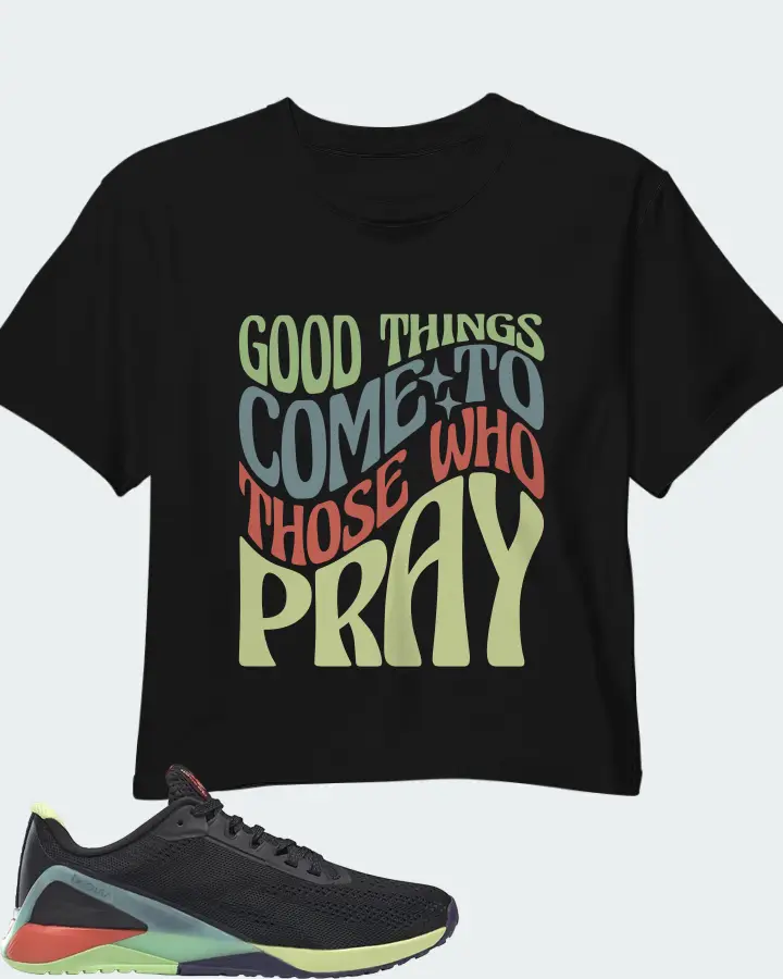 Reebok Nano X1 Sneaker Matching Black Crop Top - Good Things Come To Those Who Pray