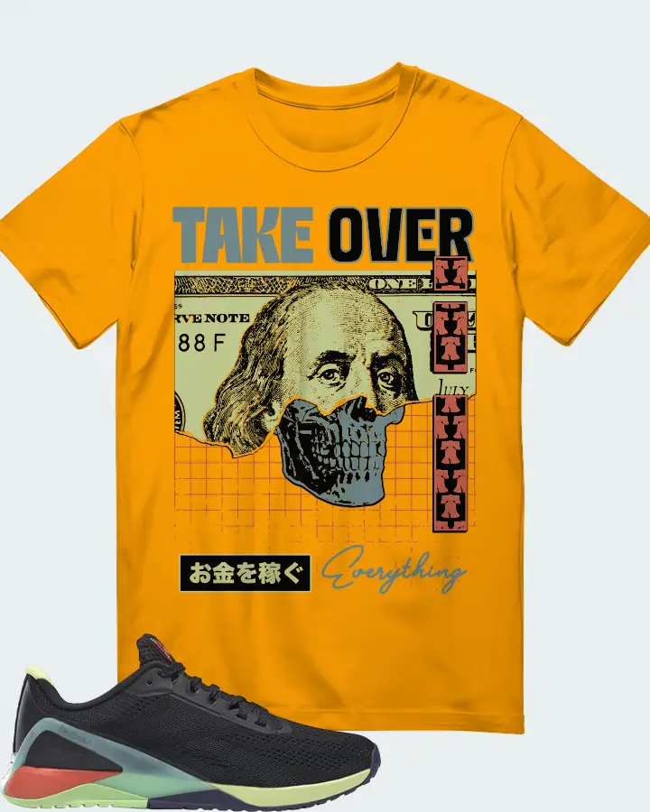 Reebok Nano X1 Sneaker Matching Gold T-Shirt - Take Over
