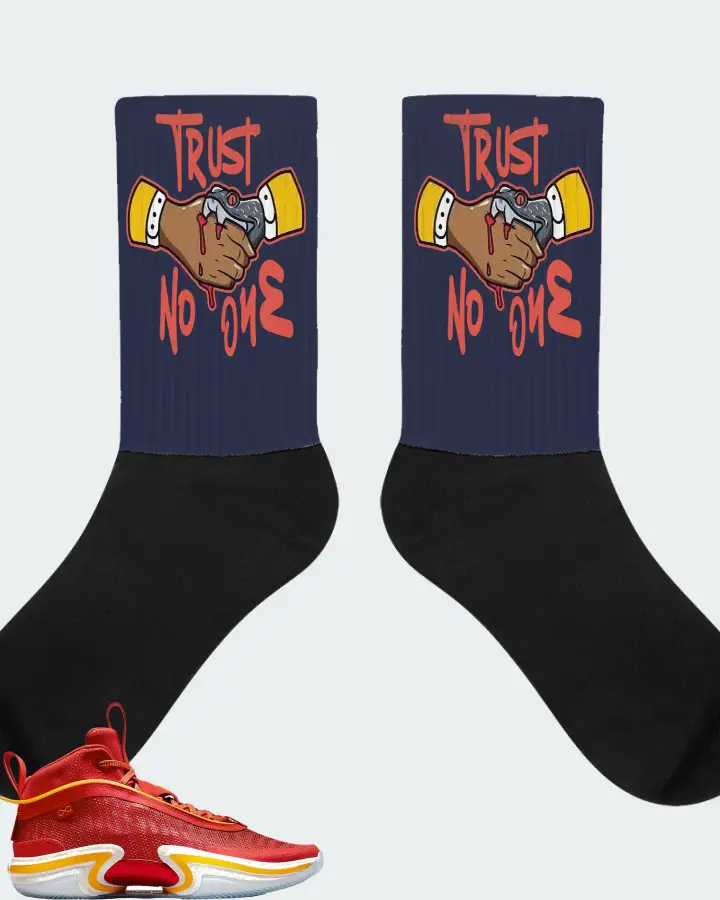 Jordan 36 PE Sneaker Matching Navy Socks - Trust No One