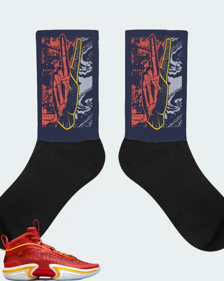 Jordan 36 PE Sneaker Matching Navy Socks - Peace of mind