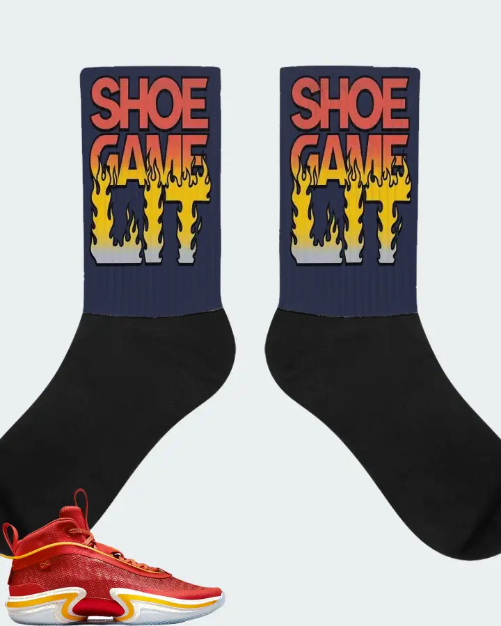 Jordan 36 PE Sneaker Matching Navy Socks - Shoe Game Lit Refreshed