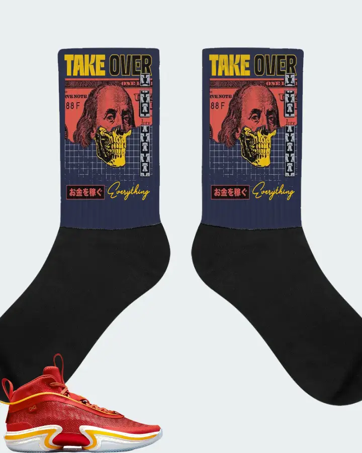 Jordan 36 PE Sneaker Matching Navy Socks - Take Over