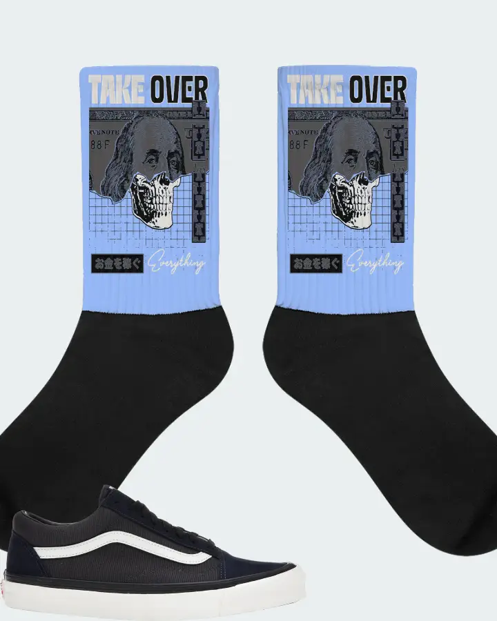 Vans Old Skool Sneaker Matching Carolina Blue Socks - Take Over