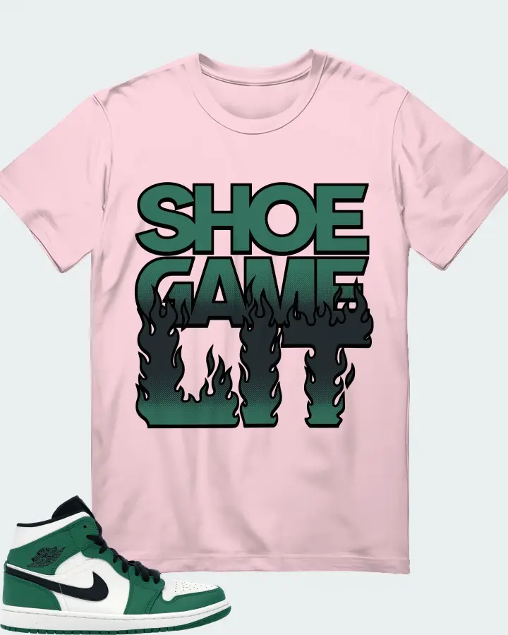Jordan 1 Mid Sneaker Matching Soft Pink T-Shirt - Shoe Game Lit Refreshed