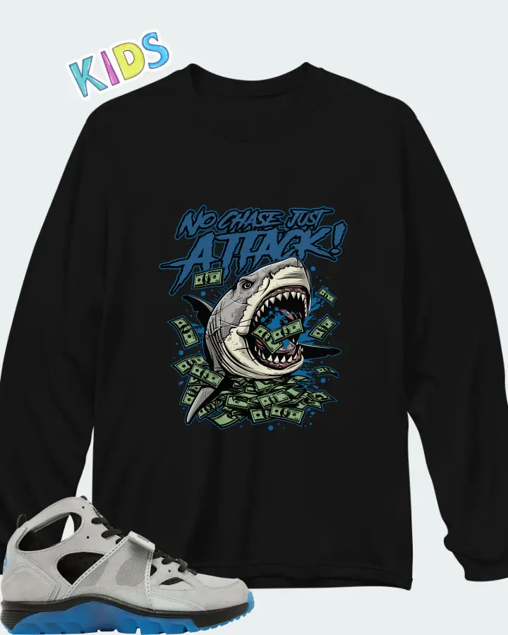 Air Trainer Huarache Wolf Grey Star Blue Matching Kid's Long Sleeve T-Shirt