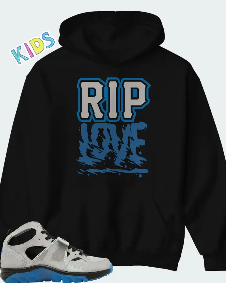 Air Trainer Huarache Wolf Grey Star Blue Matching Kid's Hoodie