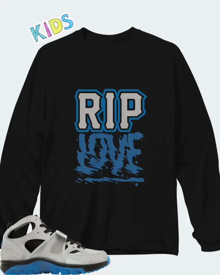 Air Trainer Huarache Wolf Grey Star Blue Matching Kid's Long Sleeve T-Shirt