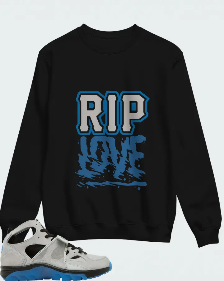 Air Trainer Huarache Wolf Grey Star Blue Matching Sweatshirt