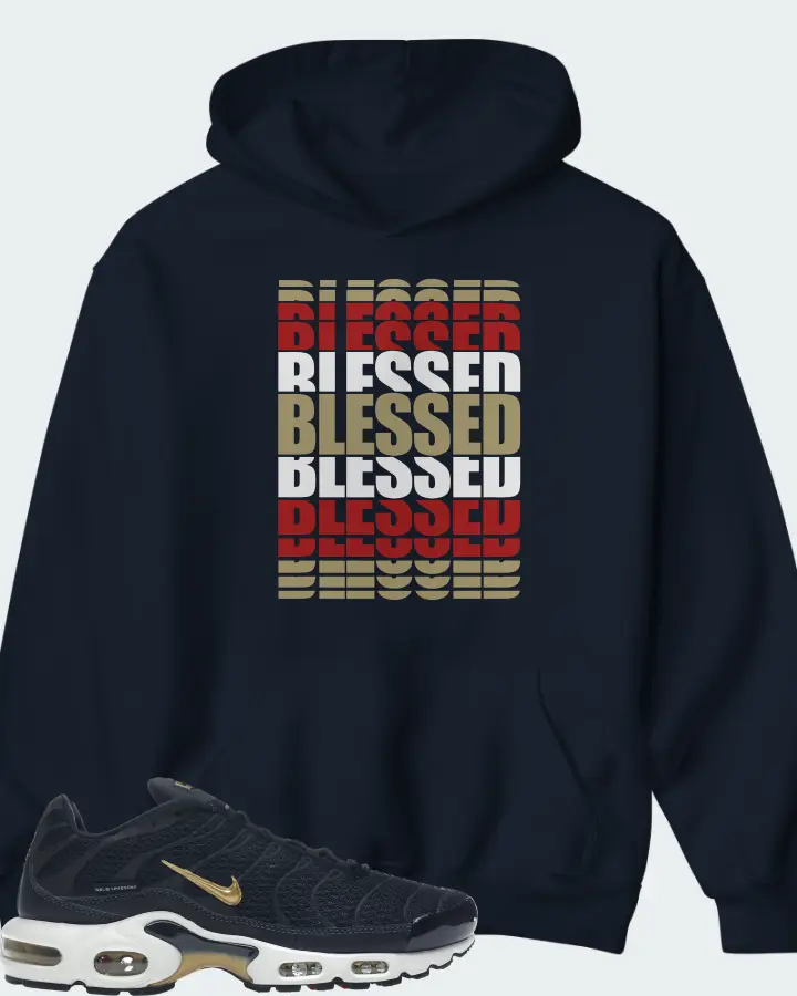 Nike Air Max Plus Sneaker Matching Navy Kid's Hoodie - BLESSED Many Times