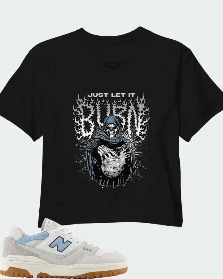 New Balance 550 White University Blue Grey Gum Matching Crop Top