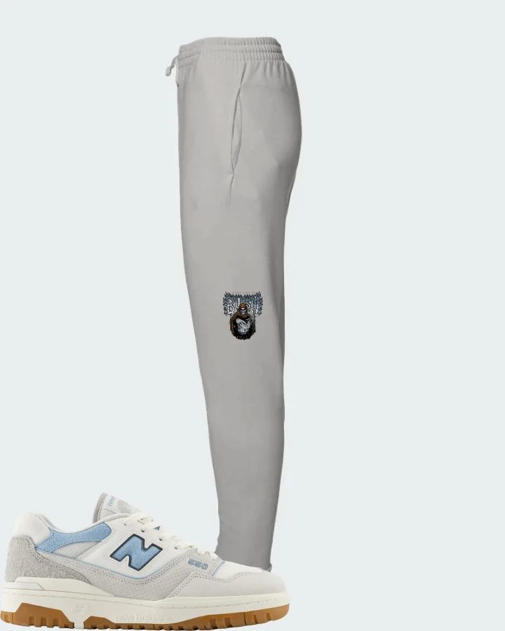 New Balance 550 White University Blue Grey Gum Matching Joggers