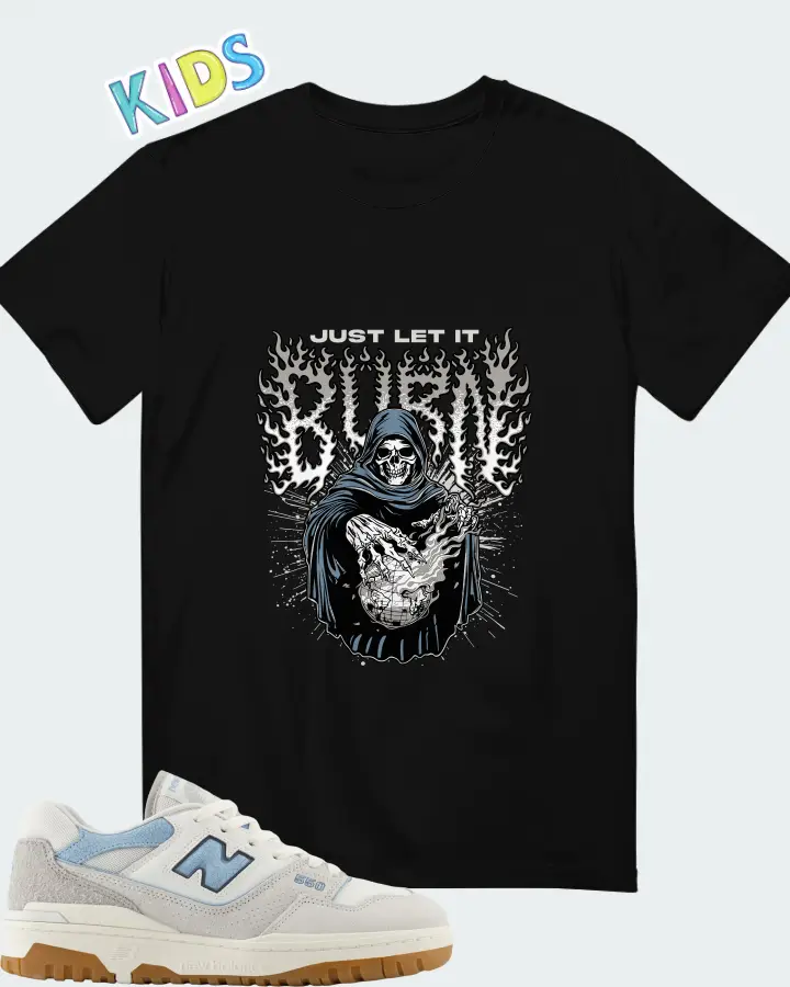 New Balance 550 White University Blue Grey Gum Matching Kid's T-Shirt