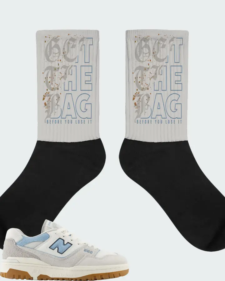 New Balance 550 White University Blue Grey Gum Matching Socks