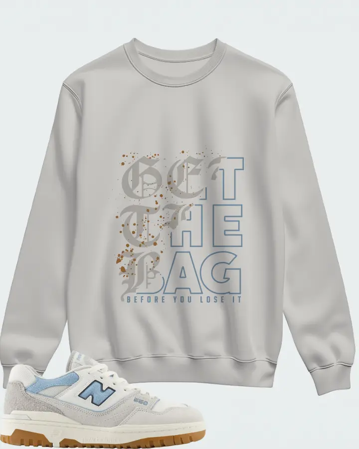 New Balance 550 White University Blue Grey Gum Matching Sweatshirt