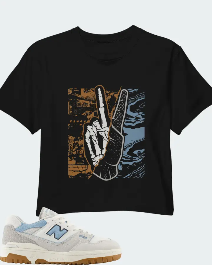 New Balance 550 White University Blue Grey Gum Matching Crop Top