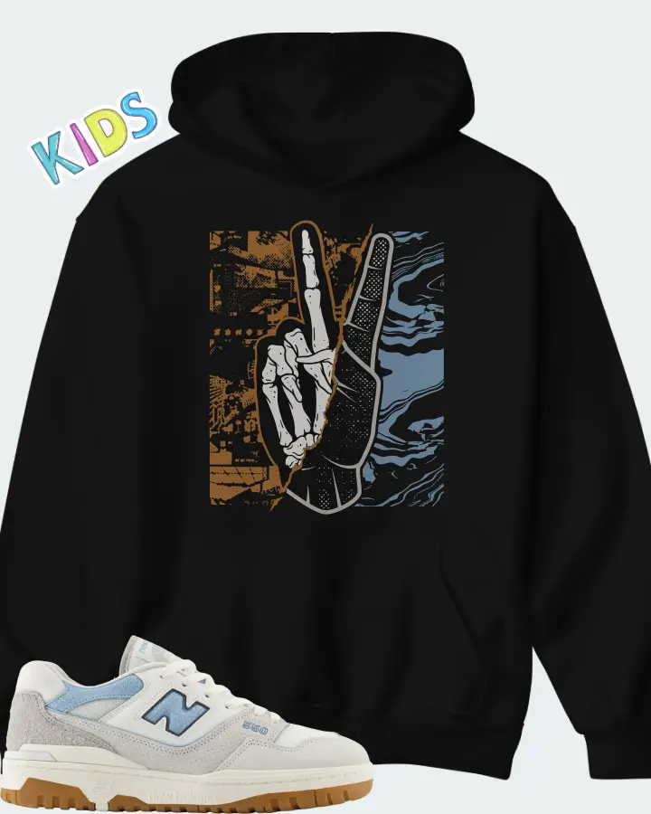 New Balance 550 White University Blue Grey Gum Matching Kid's Hoodie