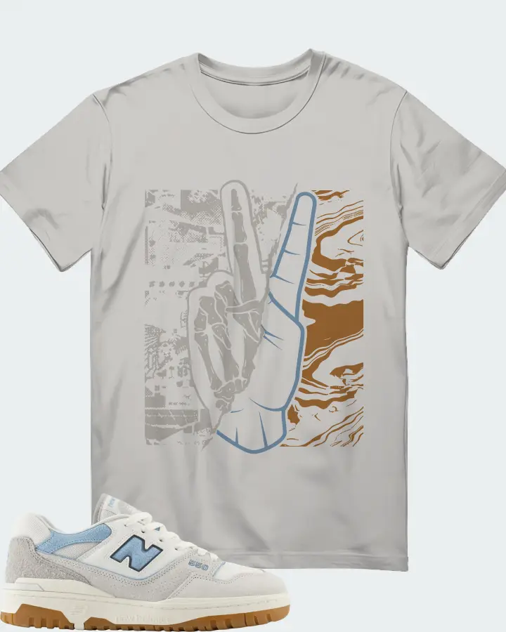 New Balance 550 White University Blue Grey Gum Matching T-Shirt