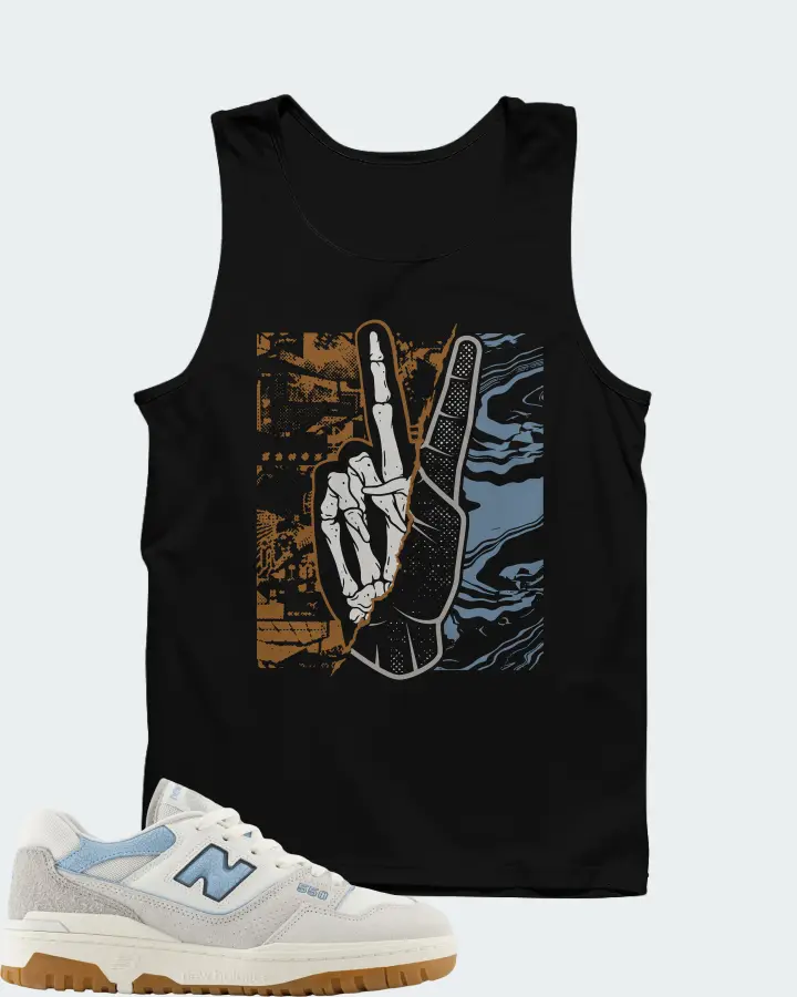 New Balance 550 White University Blue Grey Gum Matching Tank Top