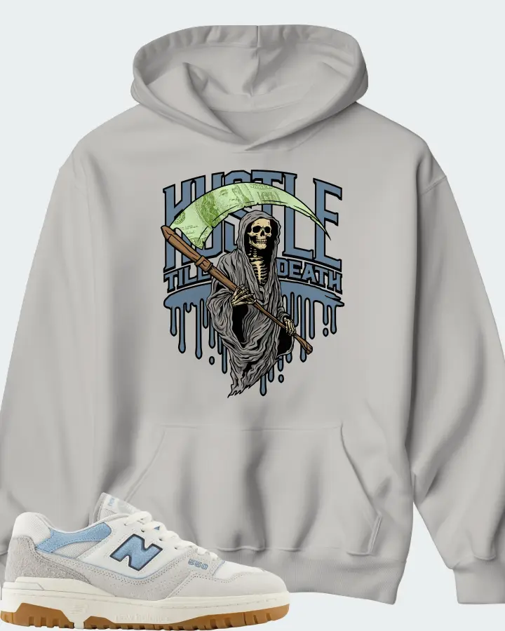 New Balance 550 White University Blue Grey Gum Matching Hoodie
