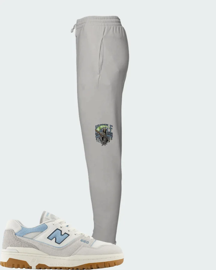 New Balance 550 White University Blue Grey Gum Matching Joggers