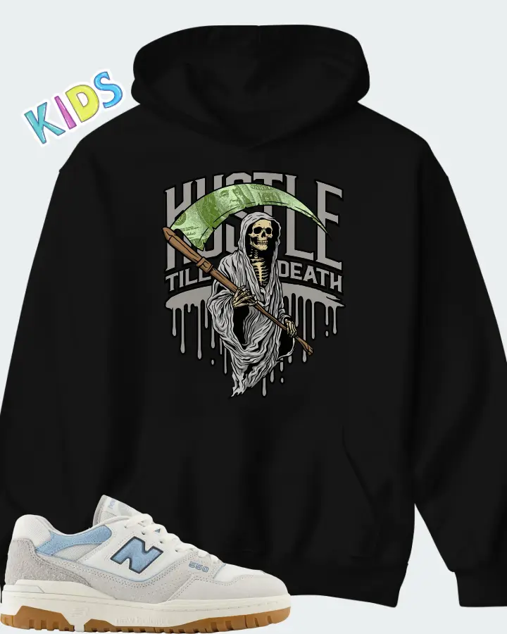 New Balance 550 White University Blue Grey Gum Matching Kid's Hoodie