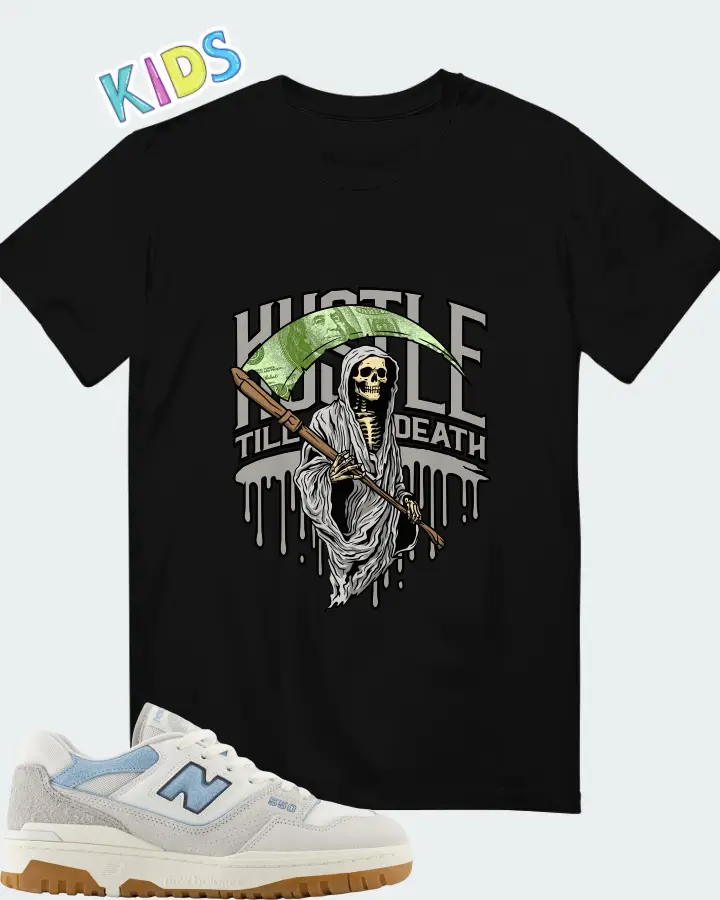 New Balance 550 White University Blue Grey Gum Matching Kid's T-Shirt