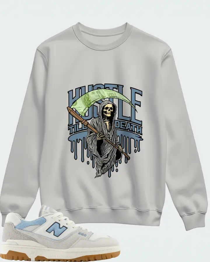 New Balance 550 White University Blue Grey Gum Matching Sweatshirt