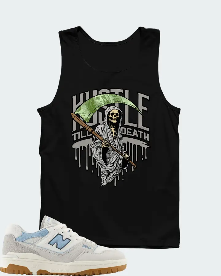 New Balance 550 White University Blue Grey Gum Matching Tank Top