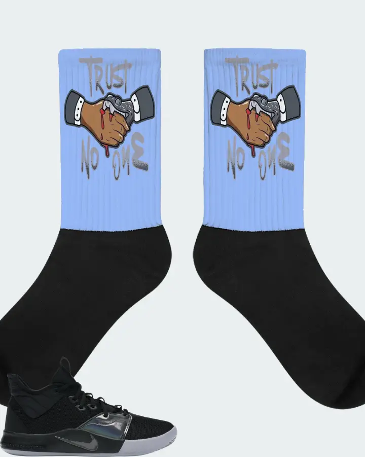 Nike PG 3 Sneaker Matching Carolina Blue Socks - Trust No One