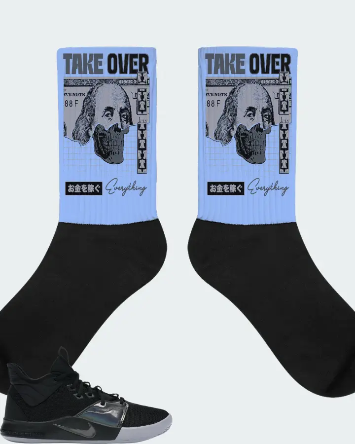 Nike PG 3 Sneaker Matching Carolina Blue Socks - Take Over