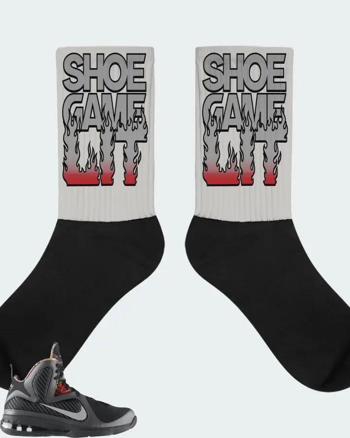 Nike LeBron 9 Sneaker Matching Grey Socks - Shoe Game Lit Refreshed