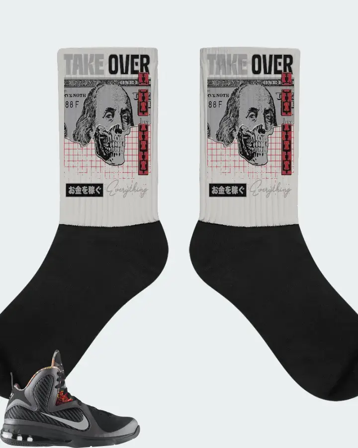 Nike LeBron 9 Sneaker Matching Grey Socks - Take Over