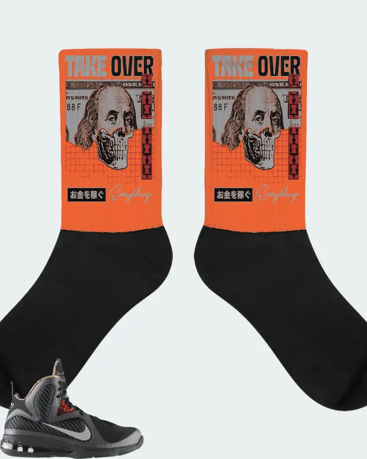 Nike LeBron 9 Sneaker Matching Orange Socks - Take Over