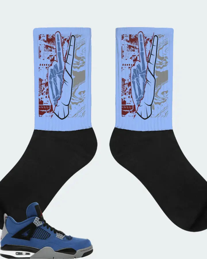 Jordan 4 Retro Sneaker Matching Carolina Blue Socks - Peace of mind