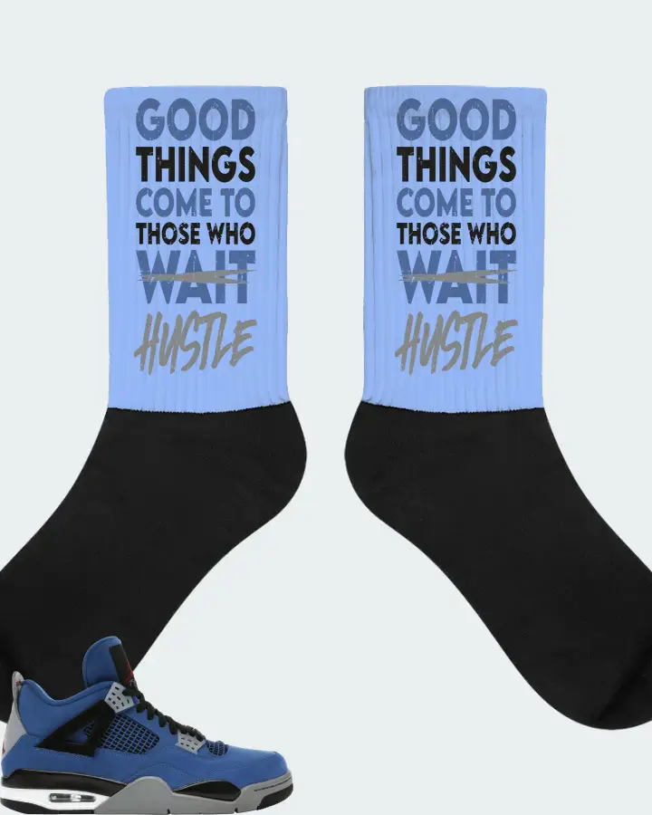 Jordan 4 Retro Sneaker Matching Carolina Blue Socks - Good Things Come