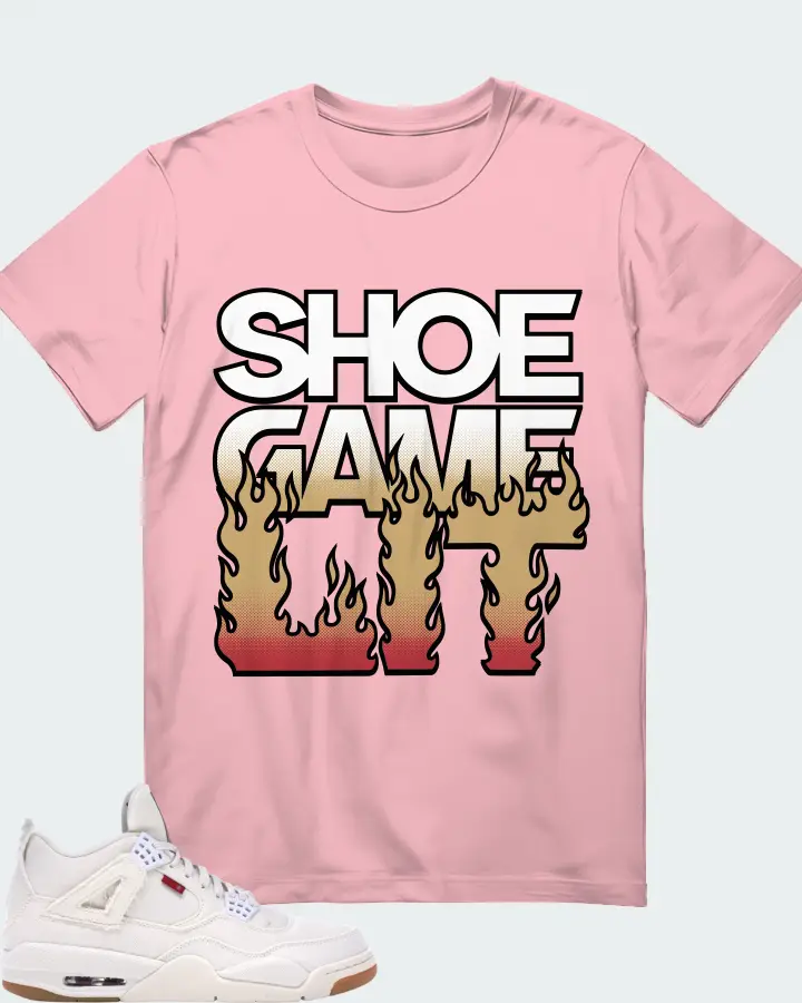 Jordan 4 Retro Sneaker Matching Pink T-Shirt - Shoe Game Lit Refreshed