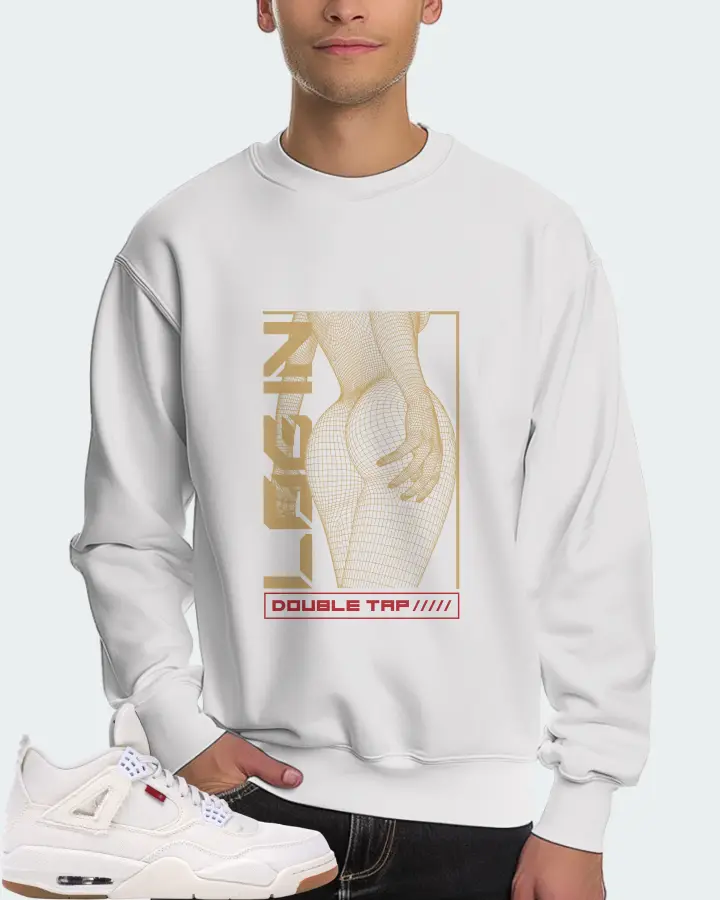 Jordan 4 Retro Sneaker Matching White Sweatshirt (LOGIN) - View 4