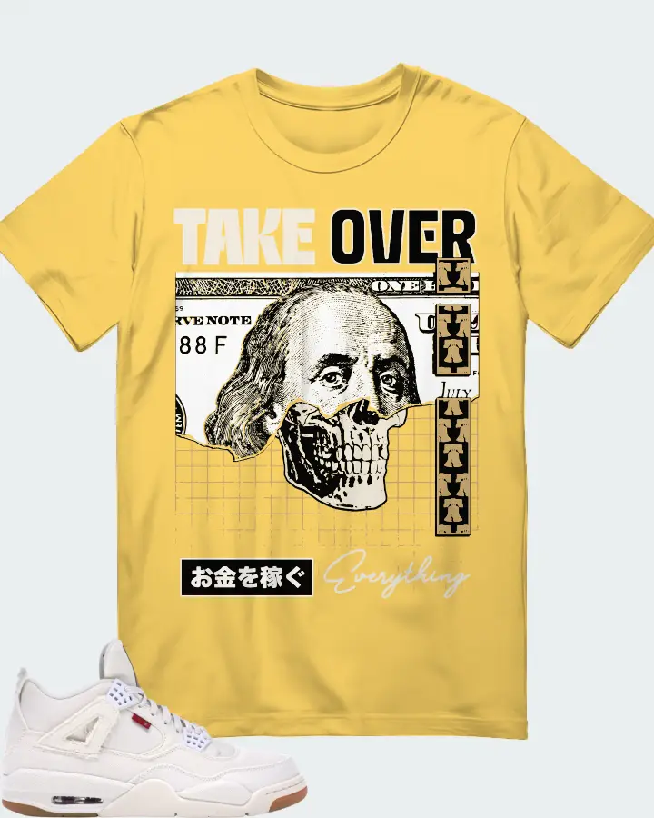 Jordan 4 Retro Sneaker Matching Yellow T-Shirt - Take Over