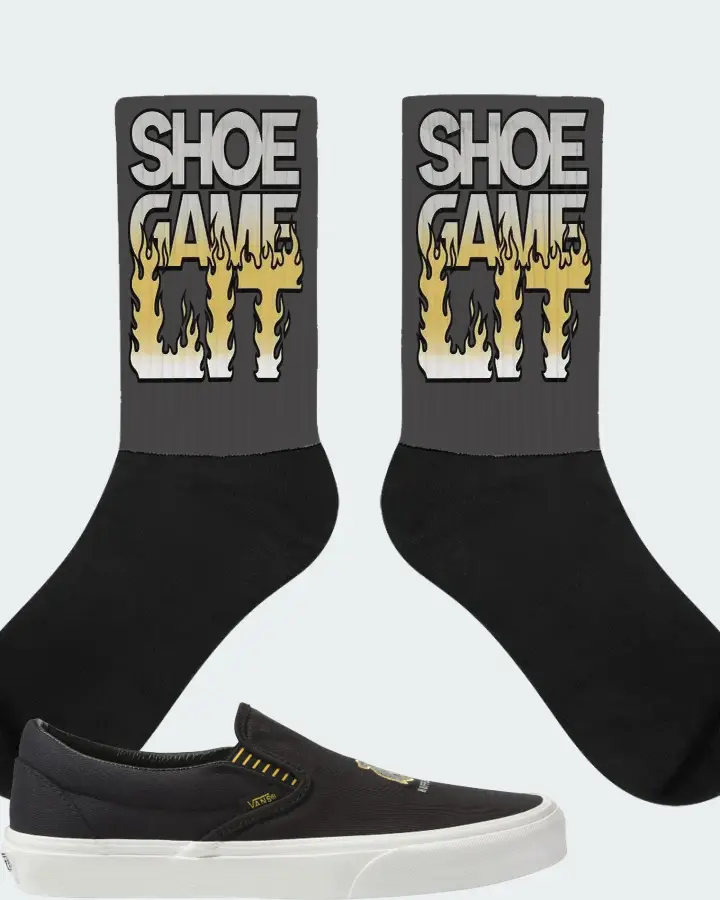 Vans Slip-On Sneaker Matching Dark Grey Socks - Shoe Game Lit Refreshed