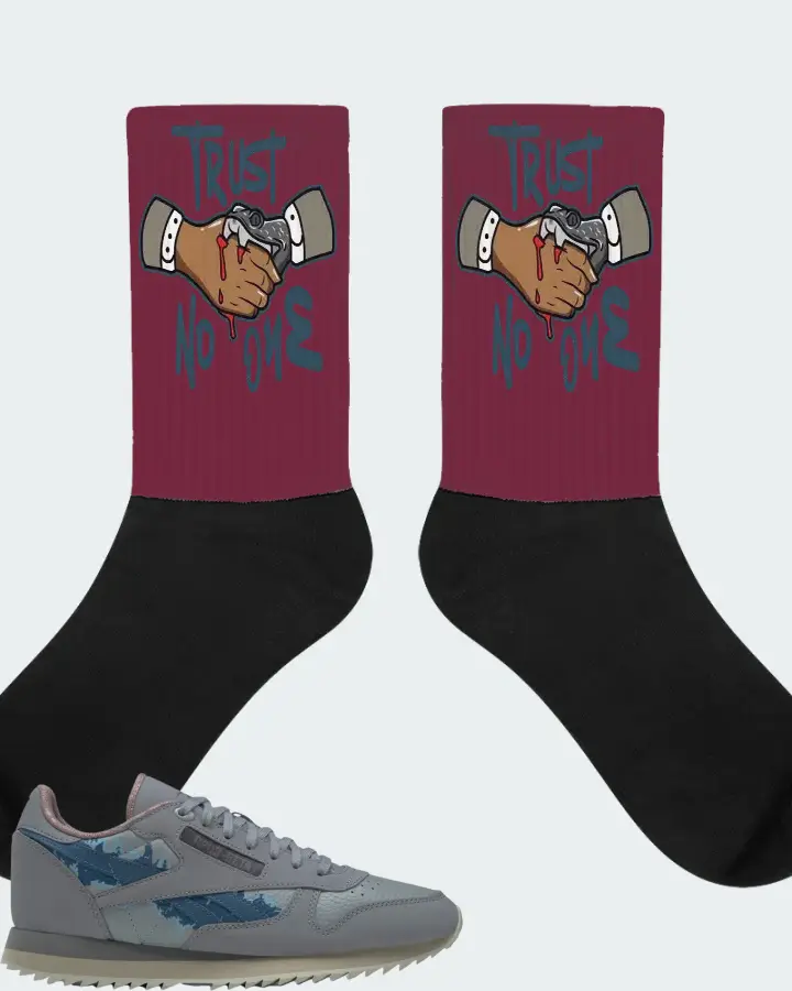 Reebok Classic Leather Ripple Sneaker Matching Maroon Socks - Trust No One