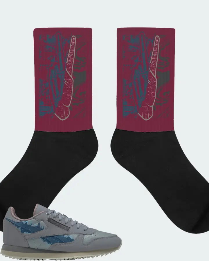 Reebok Classic Leather Ripple Sneaker Matching Maroon Socks - Peace of mind