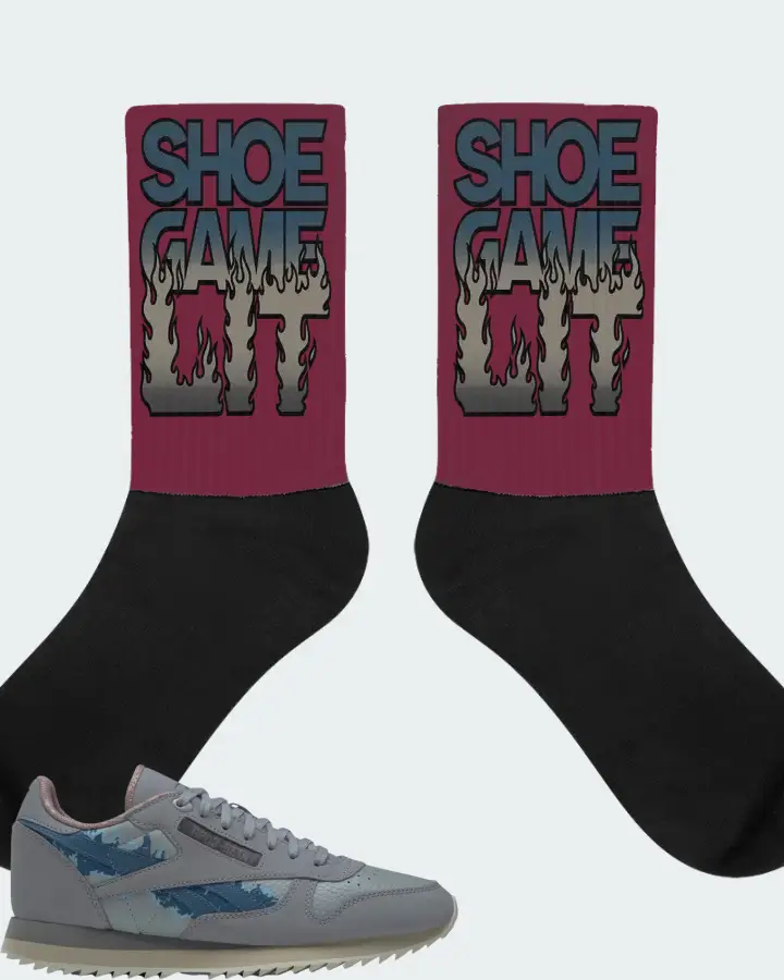 Reebok Classic Leather Ripple Sneaker Matching Maroon Socks - Shoe Game Lit Refreshed