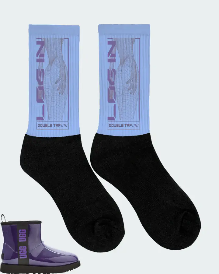 UGG Classic Clear Mini Boot Sneaker Matching Carolina Blue Socks (LOGIN) - View 2