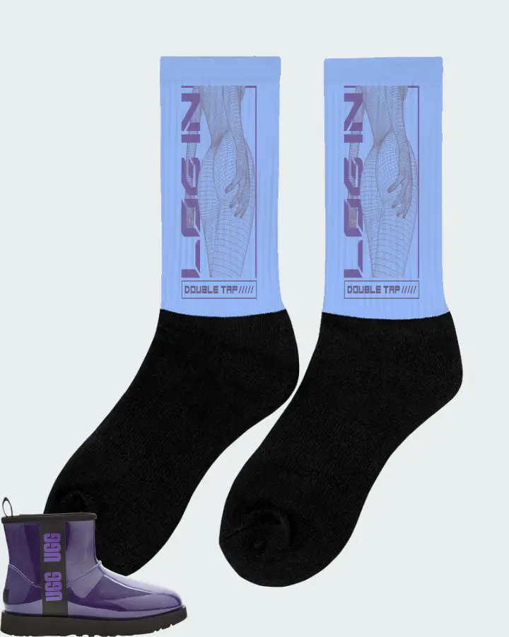 UGG Classic Clear Mini Boot Sneaker Matching Carolina Blue Socks (LOGIN) - View 3