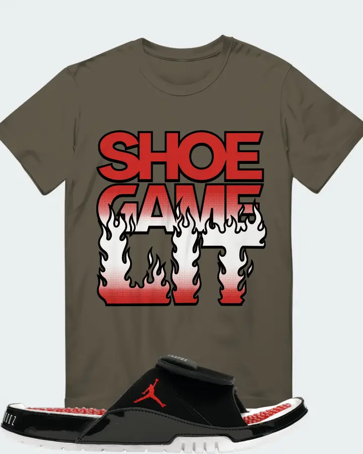 Jordan Hydro 11 Sneaker Matching Army Green T-Shirt - Shoe Game Lit Refreshed